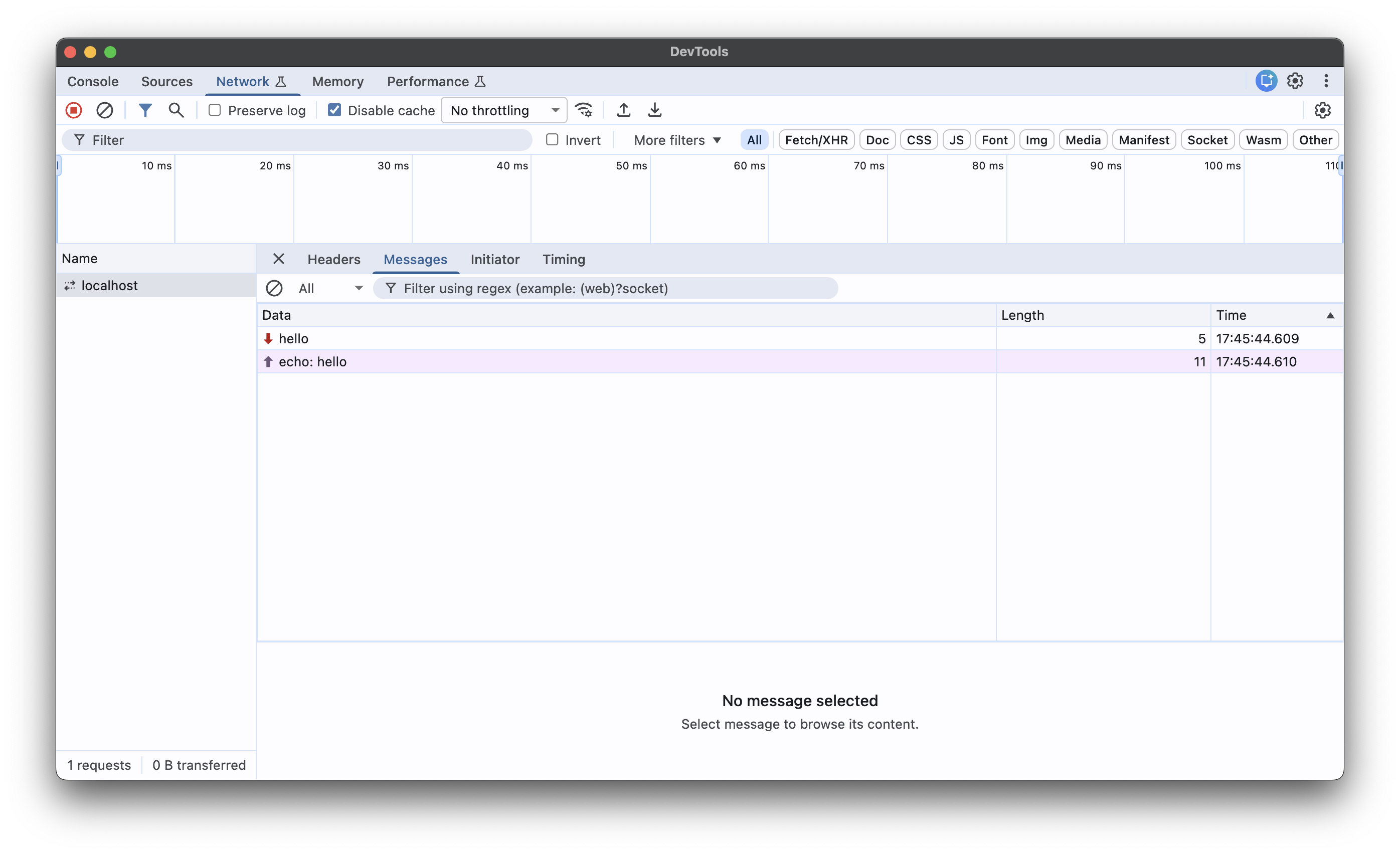 Network 选项卡中的 Deno.upgradeWebSocket()
